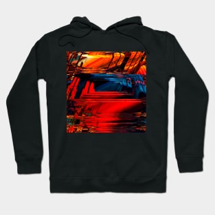 Fractal depicting a computer processor socket. IT fashion. Many repeating squares and lines with iridescent colors. Fractal geometry print Hoodie